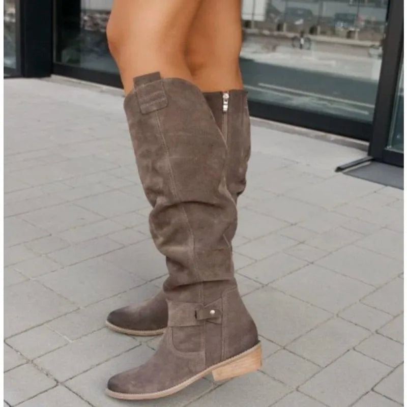 Low Heel Suede Boot's For Women