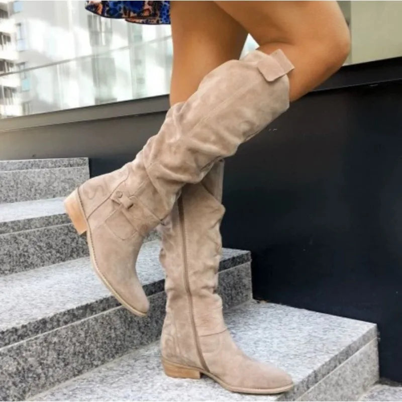 Low Heel Suede Boot's For Women