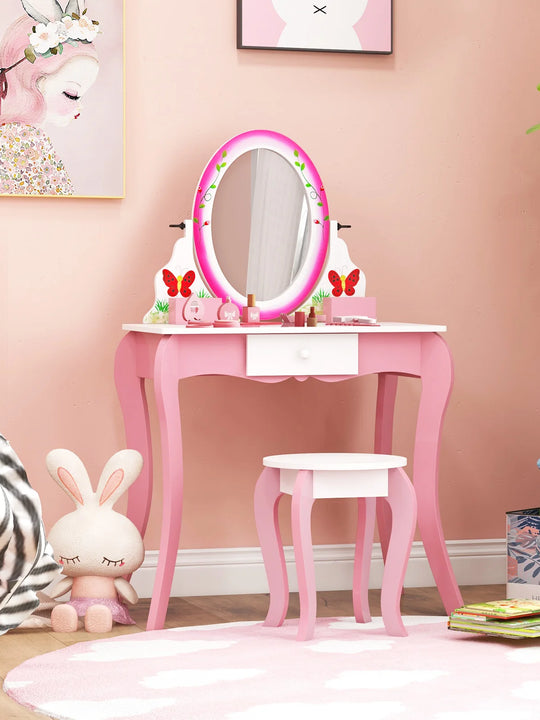 Kids Vanity Table Stool Set