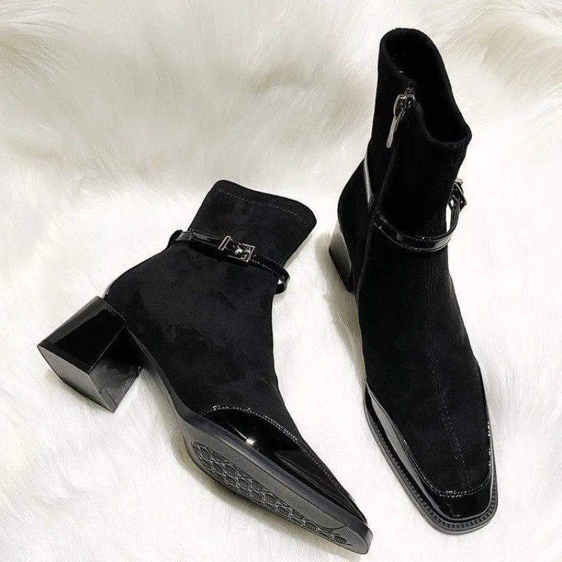 Square Toe Suede Ankle Boots
