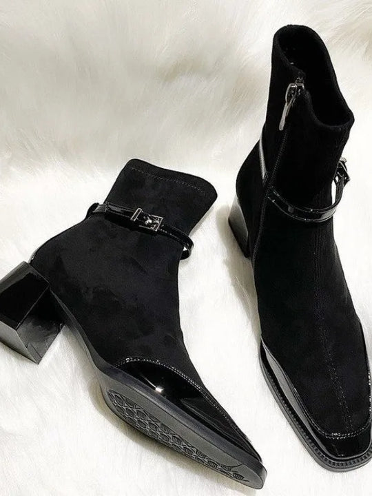 Square Toe Suede Ankle Boots