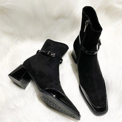 Square Toe Suede Ankle Boots