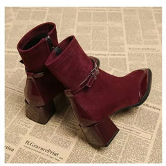 Square Toe Suede Ankle Boots