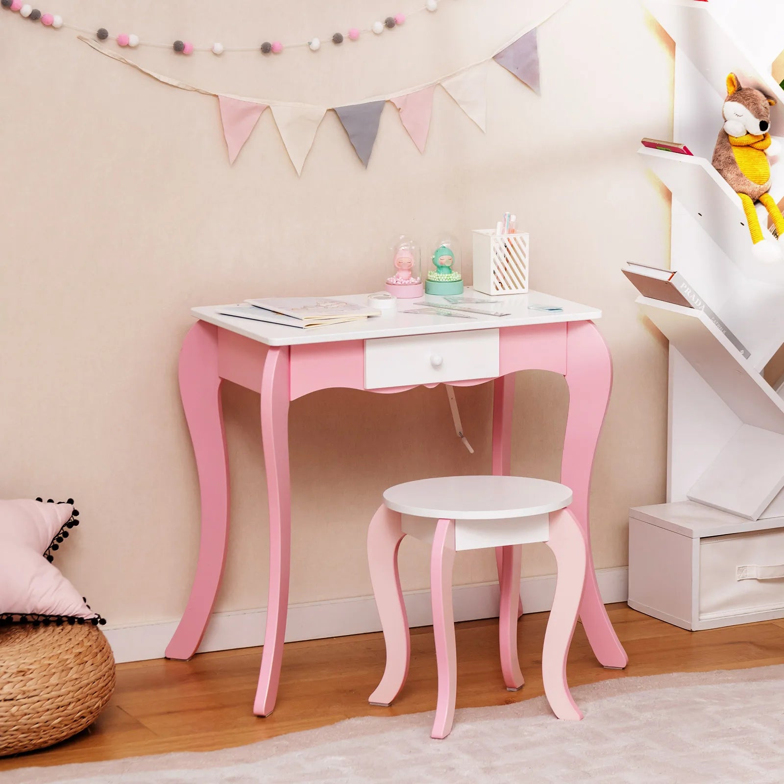 Kids Vanity Table Stool Set