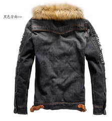 Men's Faux Fur And Denim Jacket