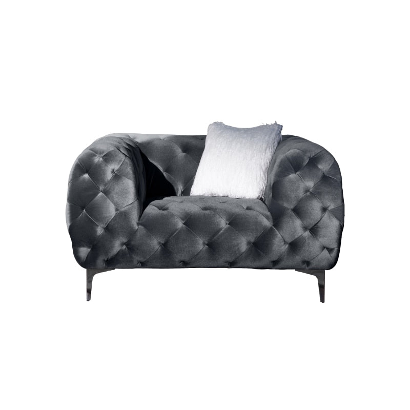 Velvet Gray Living Room Set