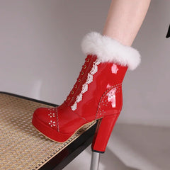 Fur Top Ankle Heel Boot's