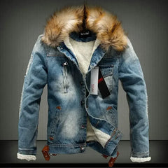 Men's Faux Fur And Denim Jacket