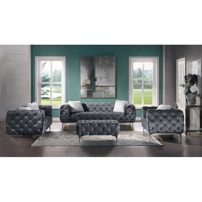 Velvet Gray Living Room Set