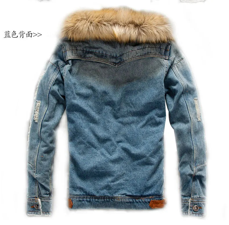 Men's Faux Fur And Denim Jacket