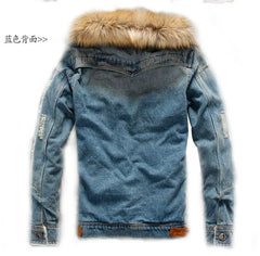 Men's Faux Fur And Denim Jacket