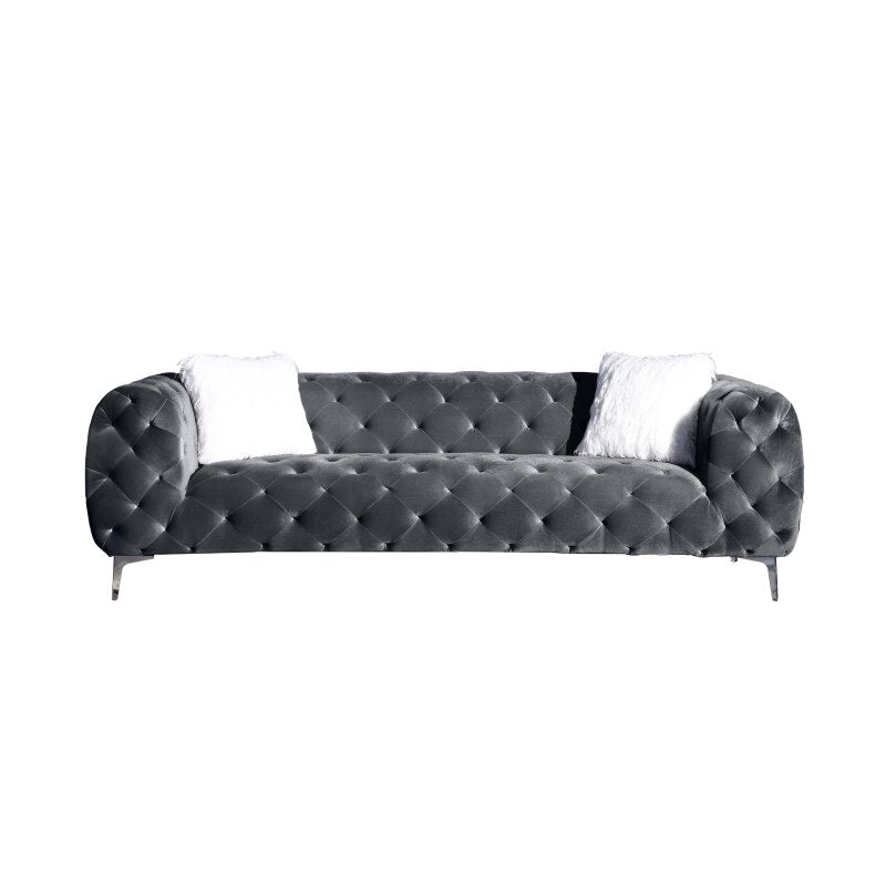 Velvet Gray Living Room Set