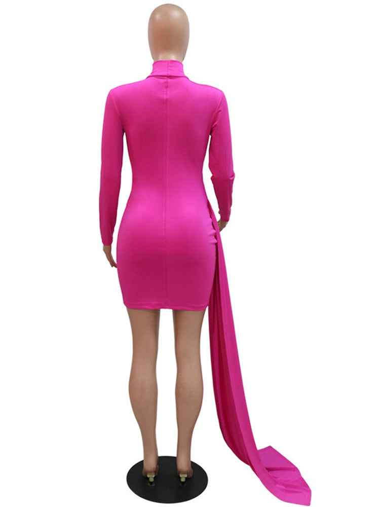 Elegant Mini Dress With Long Tail