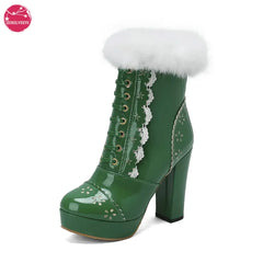 Fur Top Ankle Heel Boot's
