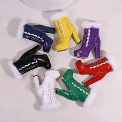 Fur Top Ankle Heel Boot's