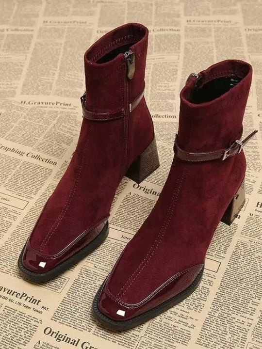 Square Toe Suede Ankle Boots
