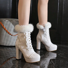 Fur Top Ankle Heel Boot's