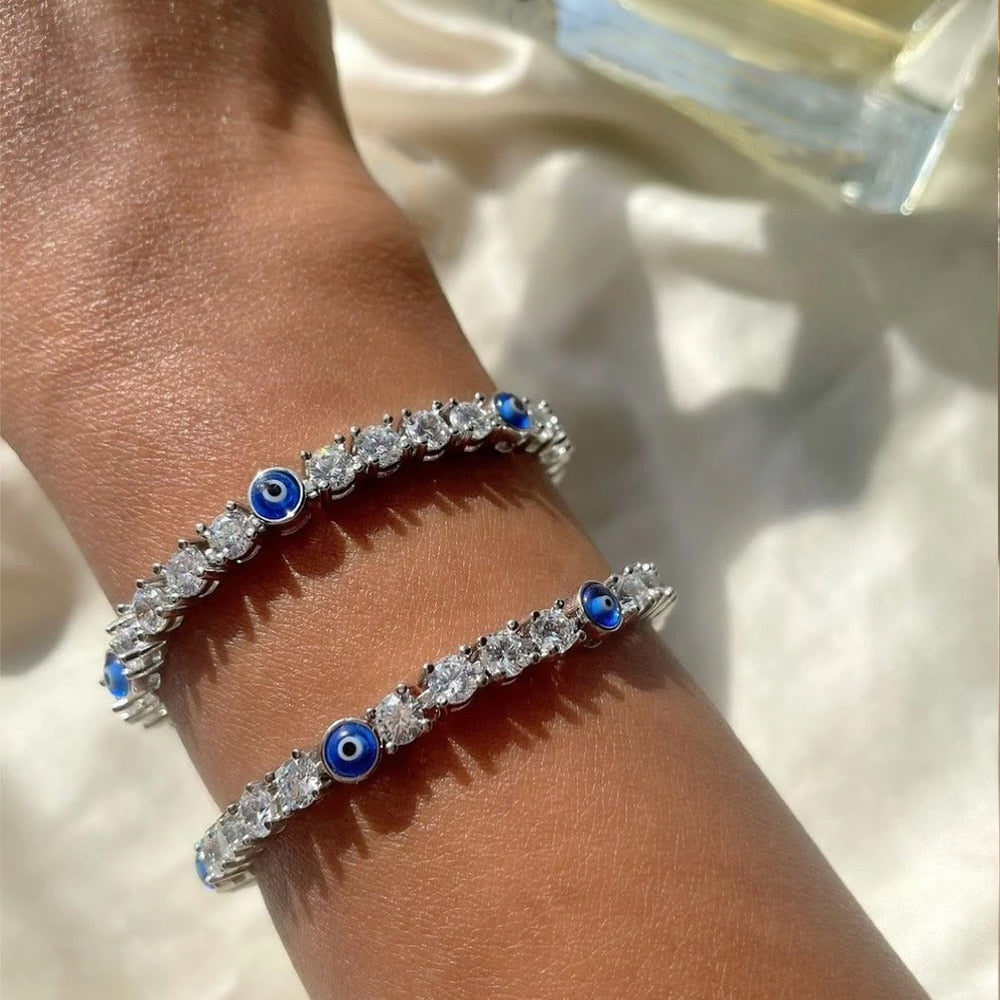 Evil Eye Rhinestone Tennis Bracelet