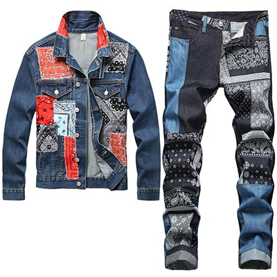 "You Can't Figure Me Out" Men's 2 Piece Patch Pattern's Jean Suit