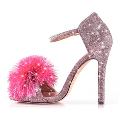 Puff Ball Glitter Heels