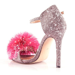 Puff Ball Glitter Heels