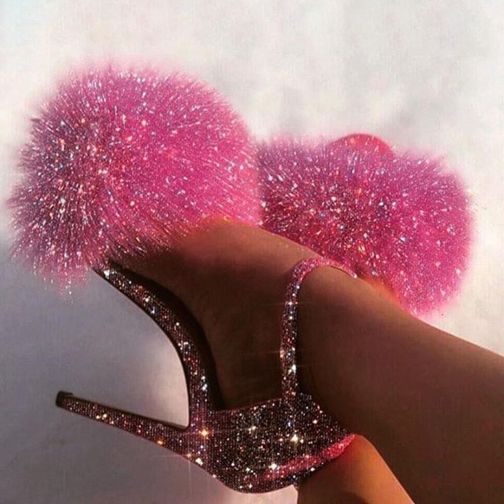 Puff Ball Glitter Heels