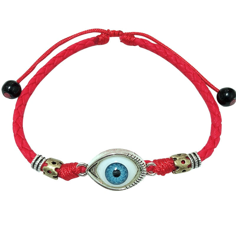 Evil eye Black leather anklet