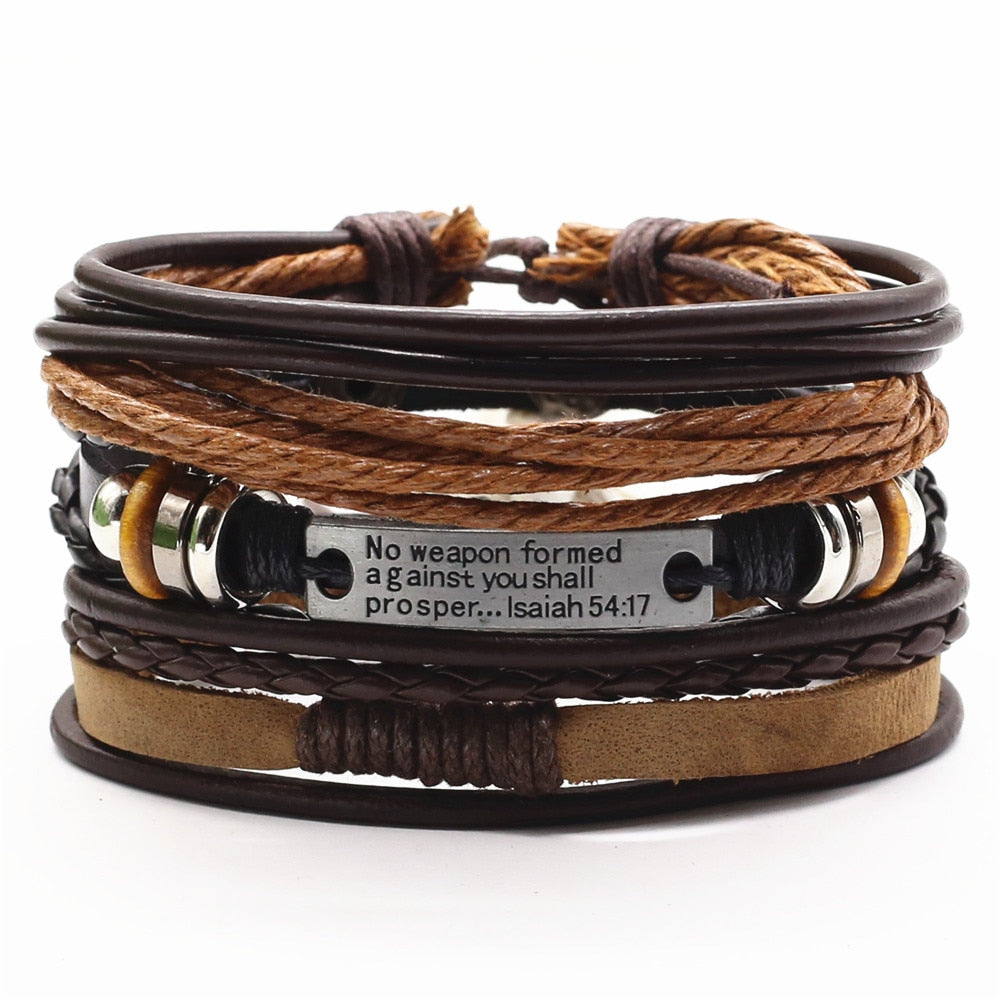 TRUST IN GOD 3 Pc Leather Bracelet Set