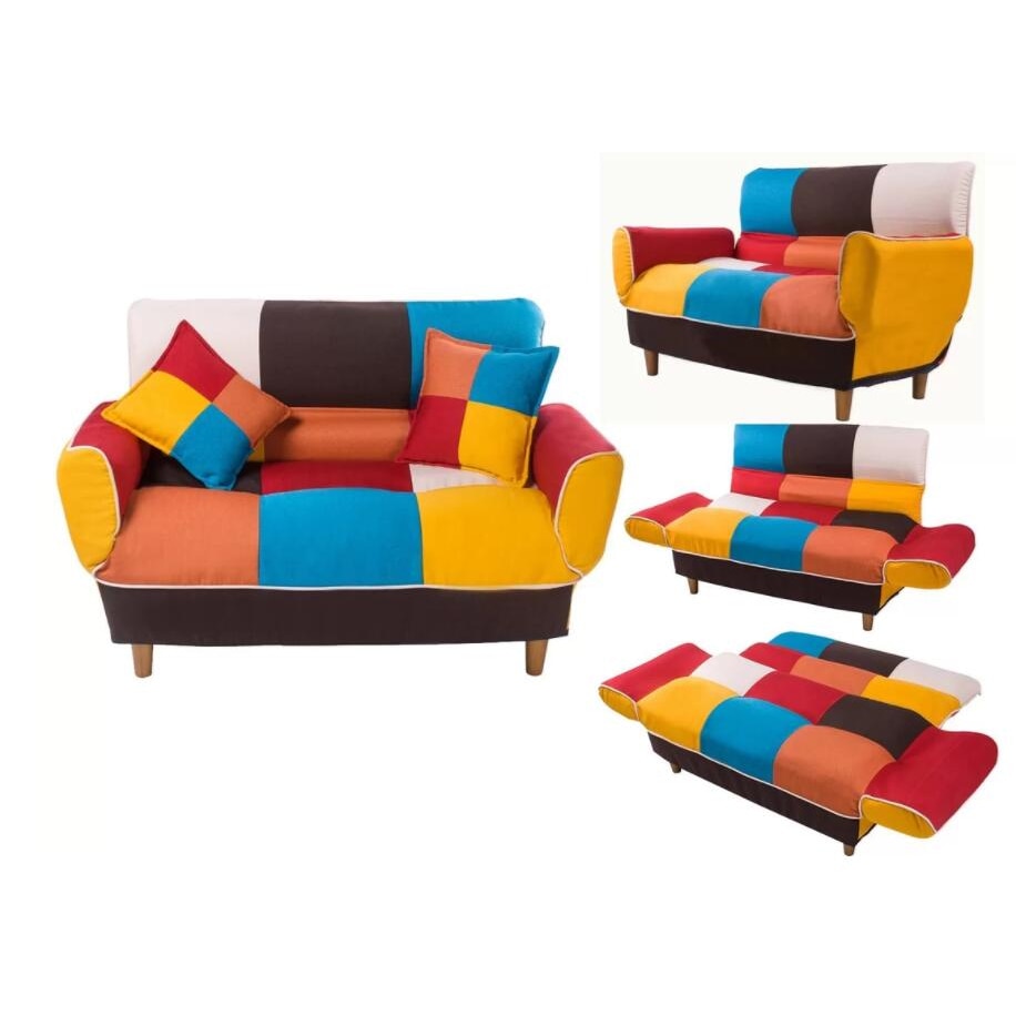 Colorful Patchwork Convertible Sofa Bed