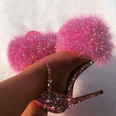 Puff Ball Glitter Heels