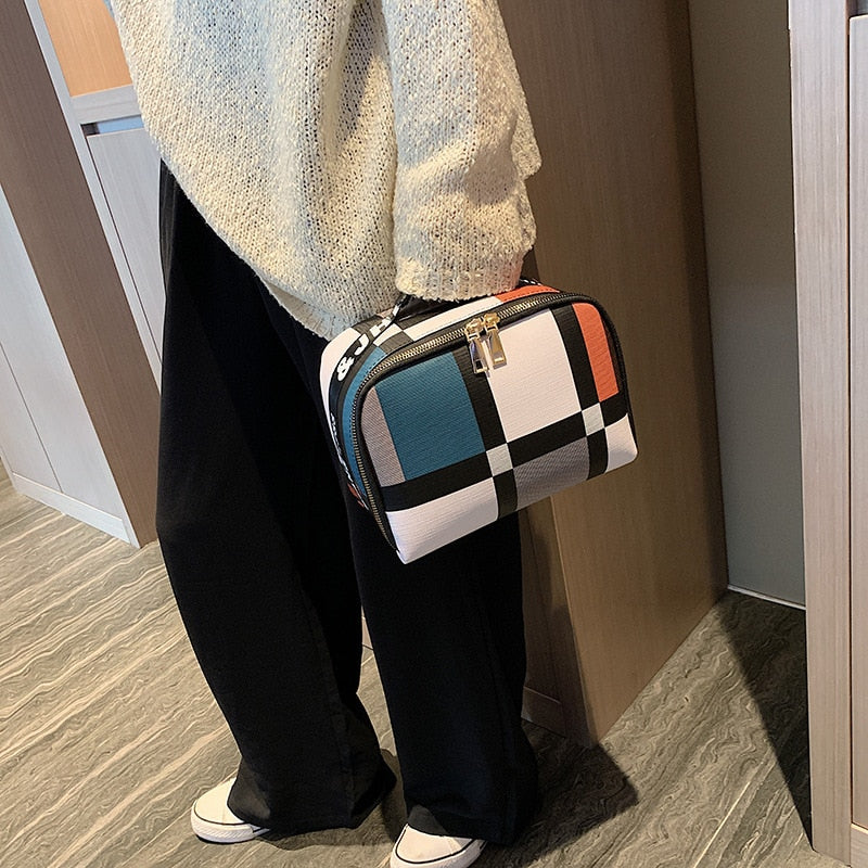 Block Stripe Makeup Handbag