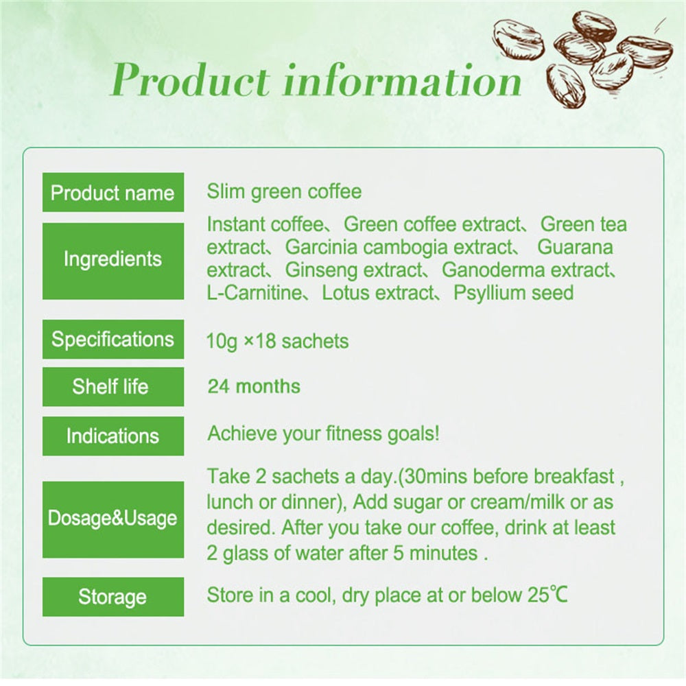 18 Teabags Slim Green Coffee with Herb Ganoderma