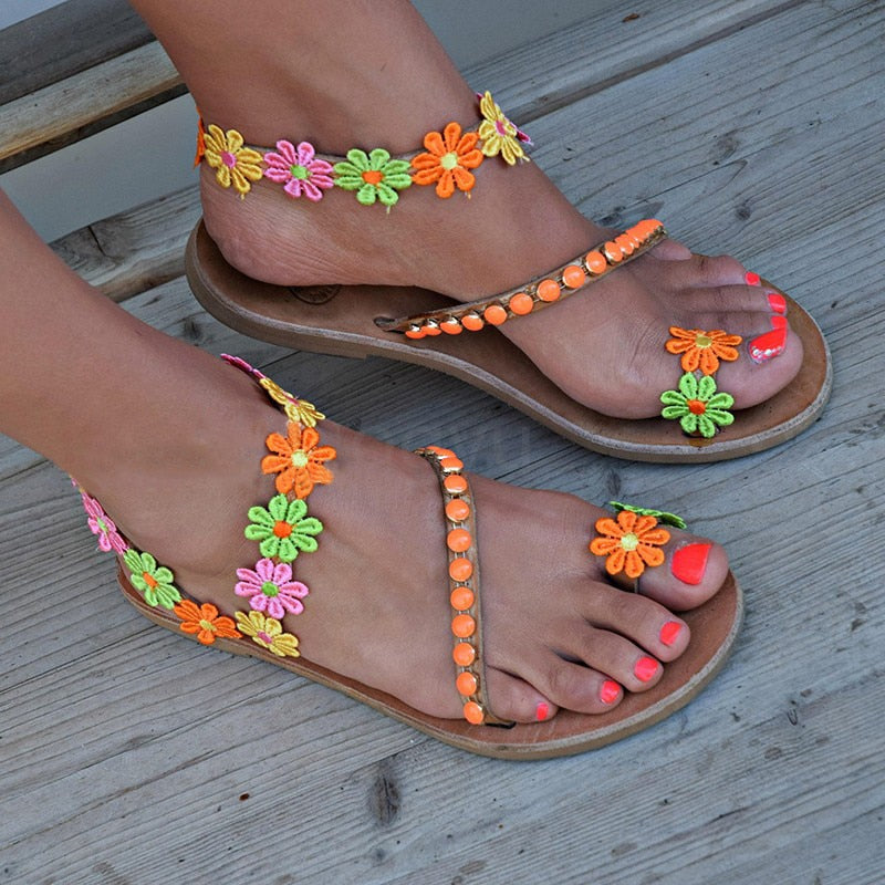 Perfect Flower Leather Sandal's For Women