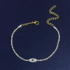 String Rhinestone Evil Eye Anklet