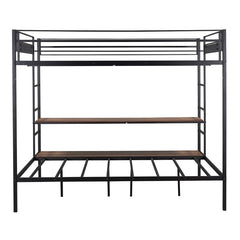 Metal Full Size Over Twin Bunk Bed With Shelves