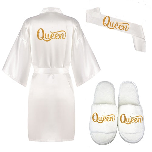 3 Piece Satin Queen Robe Set