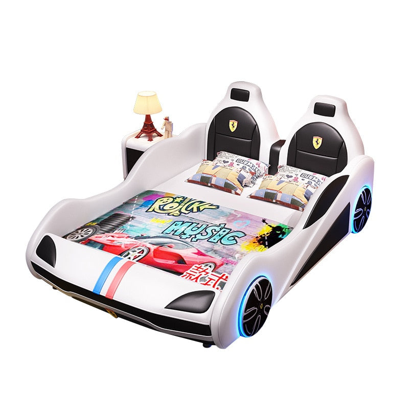 Led Car Light Up Bed With Storage For Boys