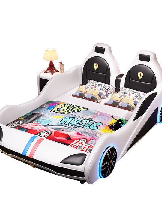 Led Car Light Up Bed With Storage For Boys