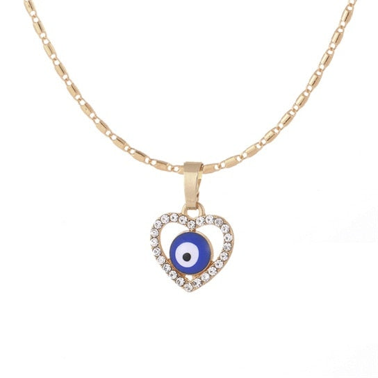 Heart-shaped Evil Eye Necklace