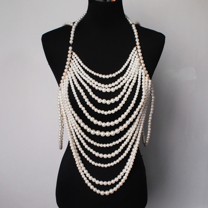 Exaggerated Pearl Body Necklace