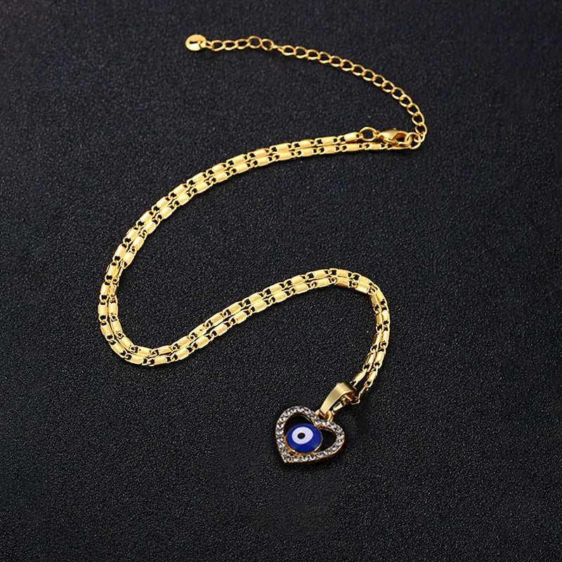 Heart-shaped Evil Eye Necklace