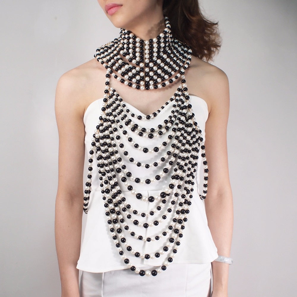 Exaggerated Pearl Body Necklace