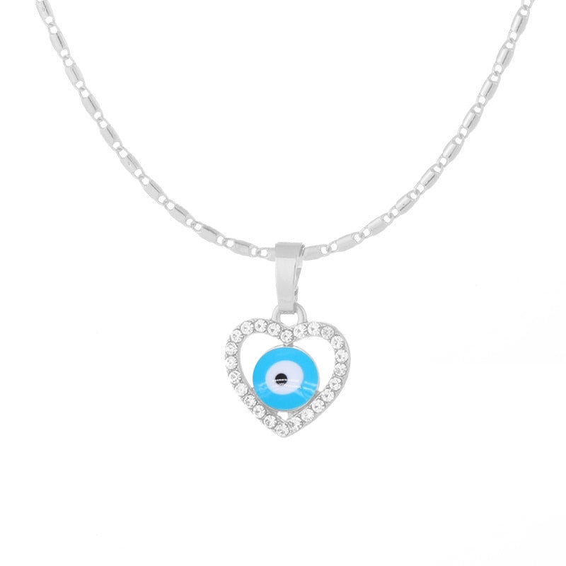 Heart-shaped Evil Eye Necklace