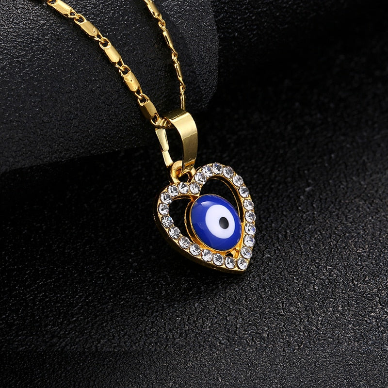 Heart-shaped Evil Eye Necklace