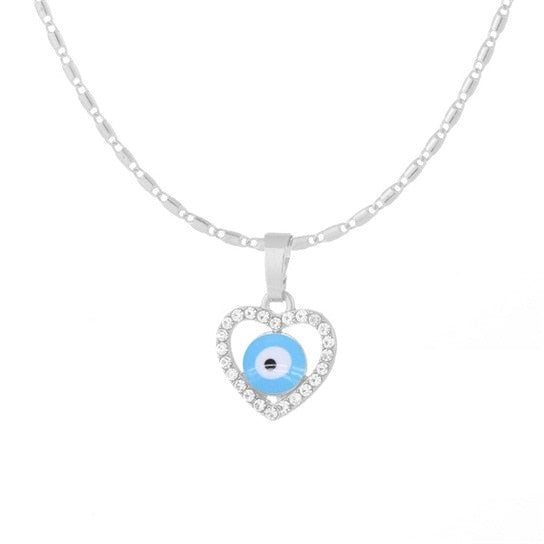 Heart-shaped Evil Eye Necklace