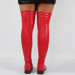 Stretch Pleather Knee High Boot's