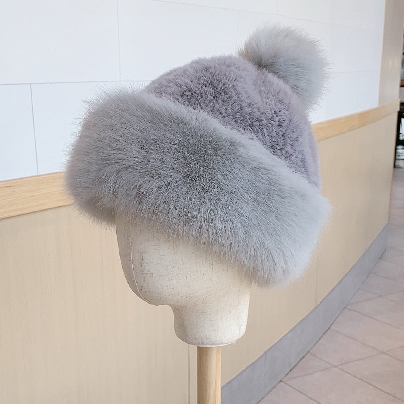 Foxy Faux Fur Winter Hat & Scarf For Women