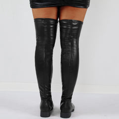 Stretch Pleather Knee High Boot's