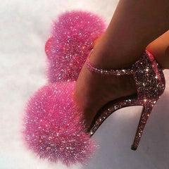 Puff Ball Glitter Heels