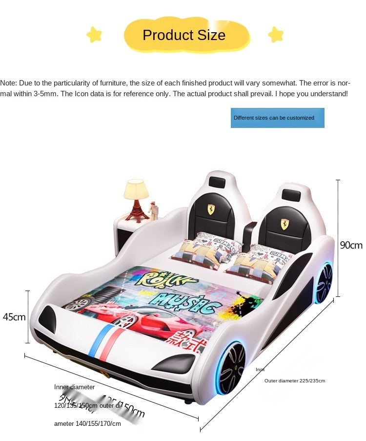 Led Car Light Up Bed With Storage For Boys